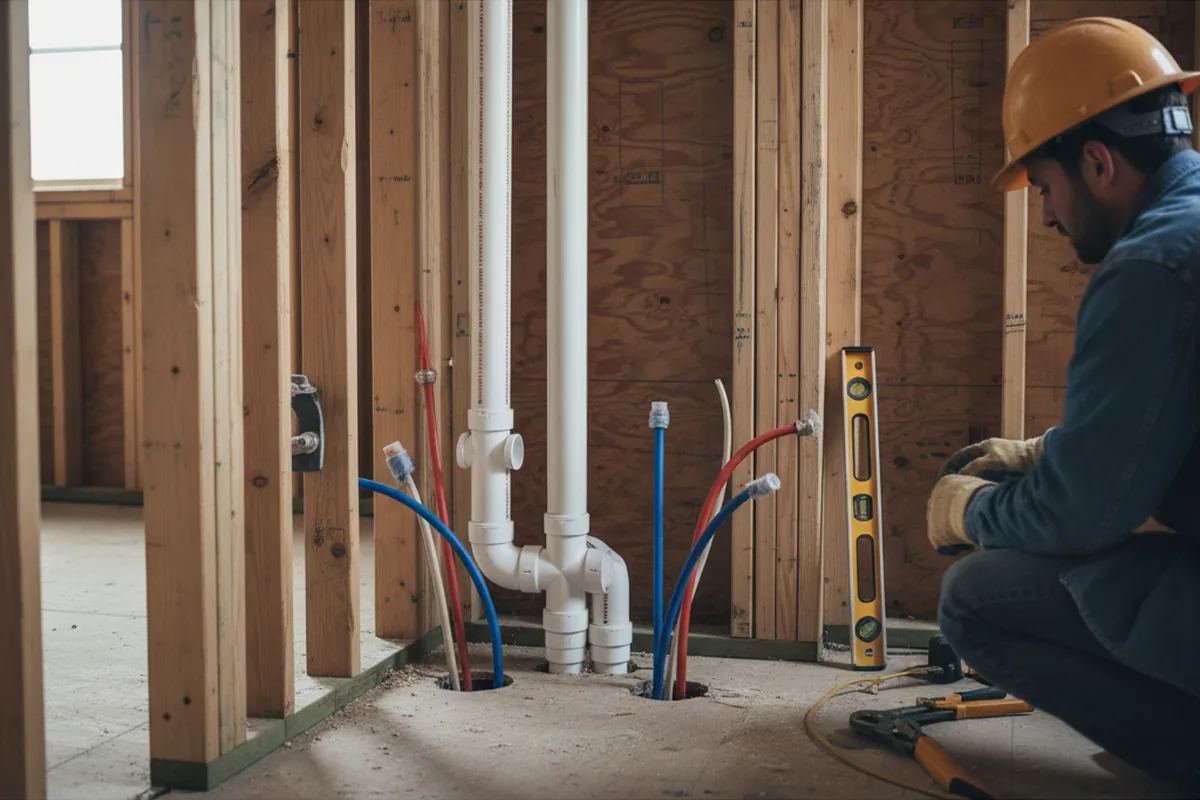 Drain and supply rough-in during Toilet Repair and Installation in Vernon Rockville